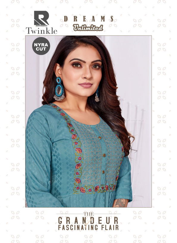 Raashi Twinkle Fancy Designer Wear Wholesale Embroidery Kurtis Catalog